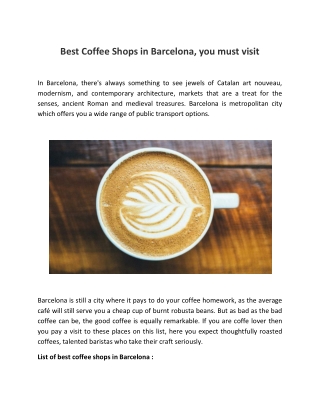 Best Coffee Shops in Barcelona, you must visit