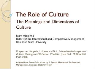 The Role of Culture