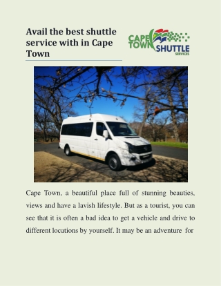 Avail the best shuttle service with in Cape Town
