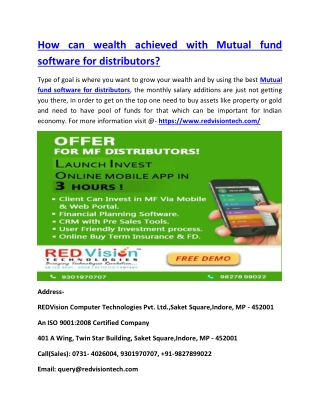 How can wealth achieved with Mutual fund software for distributors?