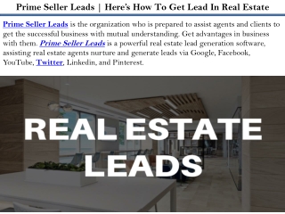 Prime Seller Leads | Here’s How To Get Lead In Real Estate