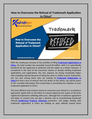 How to Overcome the Refusal of Trademark Application in China?
