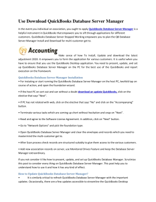 QuickBooks Database Server Stopped Working