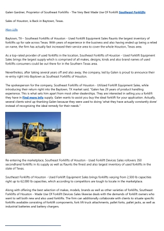 Toyota Material Handling Forklifts by Southeast Forklifts of Houston