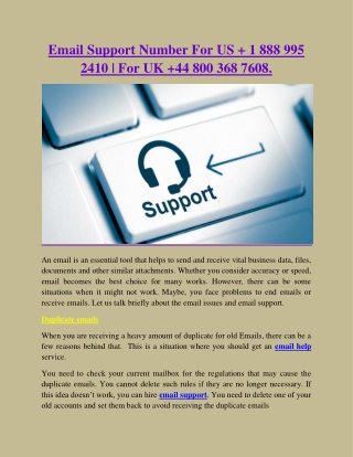 Email Support Number US  & UK
