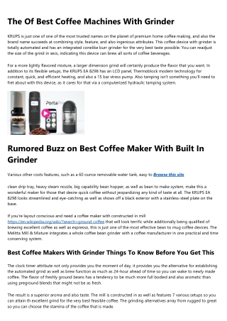 best coffee makers with grinder: What No One Is Talking About