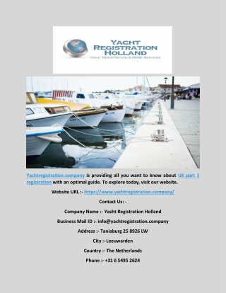 UK Part 1 registration - Yacht Registration Holland