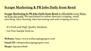 Scrape Marketing & PR Jobs Daily from Reed