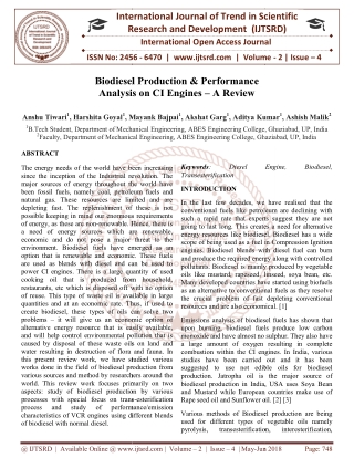 Biodiesel Production and Performance Analysis on CI Engines - A Review