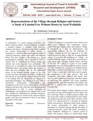 Representations of the Village through Religion and Society A Study of Lalsalu Tree Without Roots by Syed Waliullah