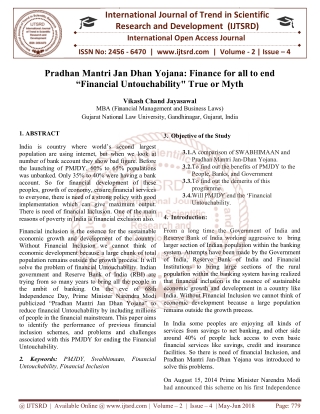 Pradhan Mantri Jan Dhan Yojana Finance for all to end "Financial Untouchability True or Myth
