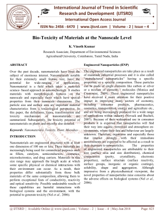 Bio Toxicity of Materials at the Nanoscale Level