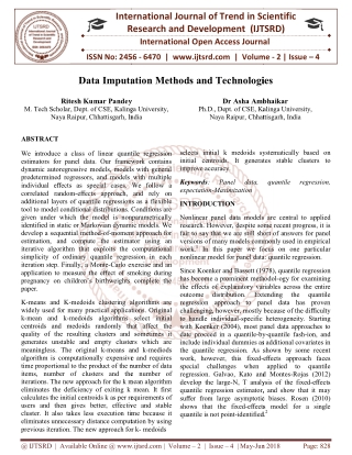 Data Imputation Methods and Technologies