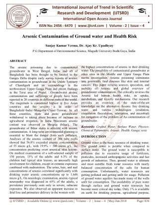 Arsenic Contamination of Ground water and Health Risk