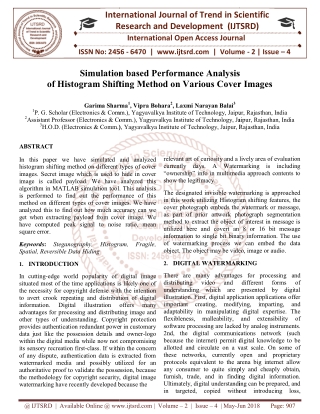 Simulation based Performance Analysis of Histogram Shifting Method on Various Cover Images