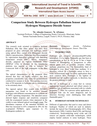 Comparison Study Between Hydrogen Palladium Sensor and Hydrogen Manganese Dioxide Sensor