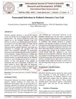Nosocomial Infections in Pediatric Intensive Care Unit