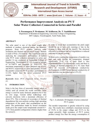 Performance Improvement Analysis on PV T Solar Water Collectors Connected in Series and Parallel