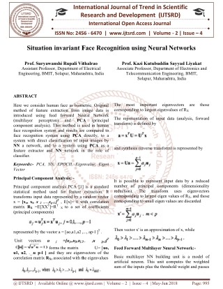 Situation invariant Face Recognition using Neural Networks