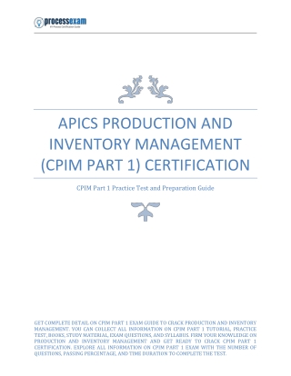 Make Your Mind for Preparing APICS (CPIM Part 1) Certification Exam