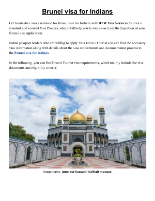 Brunei Visa For Indians