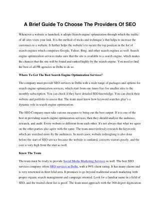 A Brief Guide To Choose The Providers Of SEO