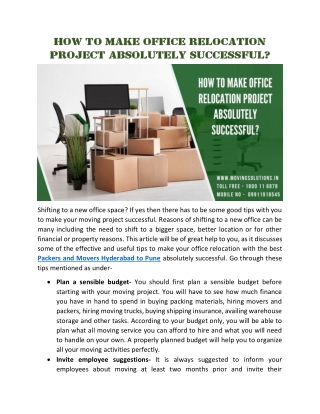 How to make office relocation project absolutely successful?