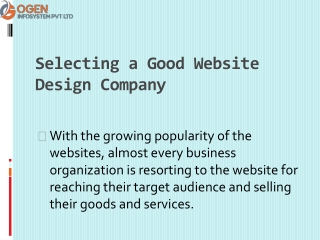 Selecting a Good Website Design Company