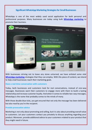 Significant WhatsApp Marketing Strategies for Small Businesses