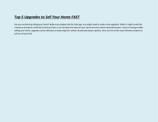 Top 5 Upgrades to Sell Your Home FAST