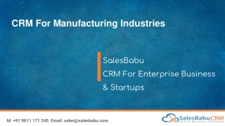 CRM For Manufacturing Industries