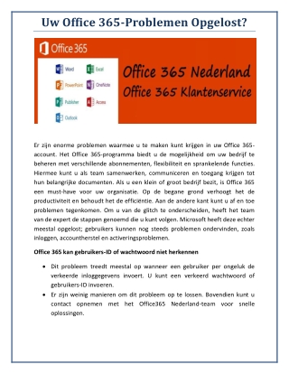 Uw Office 365-Problemen Opgelost