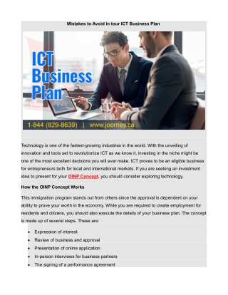 Mistakes to Avoid in tour ICT Business Plan