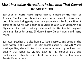 Most Incredible Attractions in San Juan That Cannot Be Missed Out