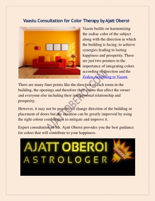 Vaastu Consultation for Color Therapy by Ajatt Oberoi