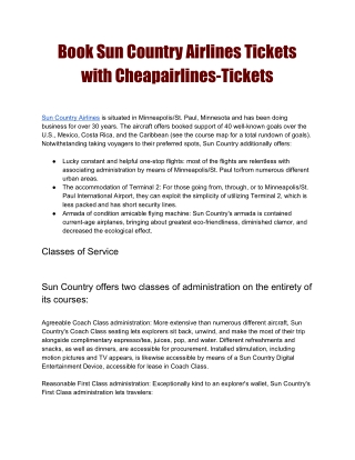 Book Sun Country Airlines Tickets with Cheapairlines-Tickets