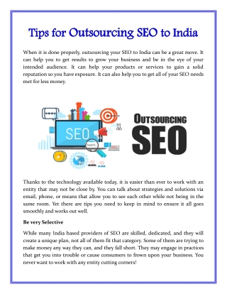 Tips for Outsourcing SEO to India