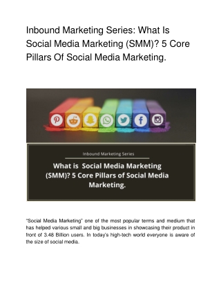 What Is Social Media Marketing (SMM)? 5 Core Pillars Of Social Media Marketing.