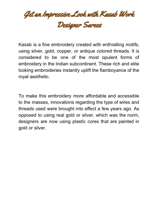 Trendy Kasab Work Designer Sarees Collection 2020