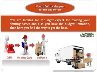 How to find the cheapest packers and movers