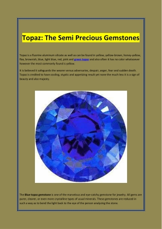 Topaz The Semi Precious Gemstones