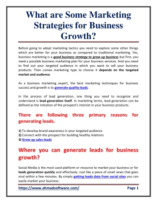 What are some marketing strategies for business growth