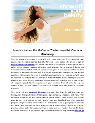 Lakeside Natural Health Center- The Naturopathic Center in Mississauga