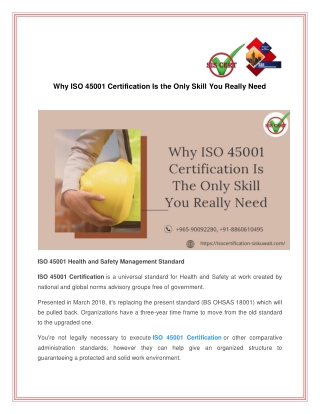 Why ISO 45001 Certification Is The Only Skill You Really Need