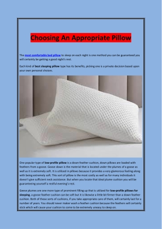 Choosing An Appropriate Pillow