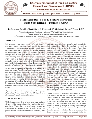 Multifactor Based Top K Feature Extraction Using Summarized Customer Reviews