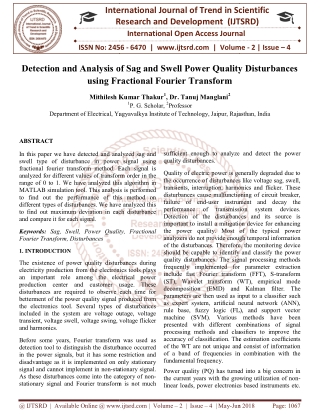 Detection and Analysis of Sag and Swell Power Quality Disturbances using Fractional Fourier Transform