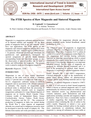 The FTIR Spectra of Raw Magnesite and Sintered Magnesite