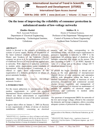 On the issue of improving the reliability of consumer protection in unbalanced modes of low voltage networks