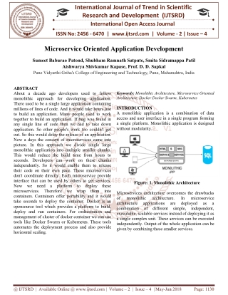 Microservice Oriented Application Development